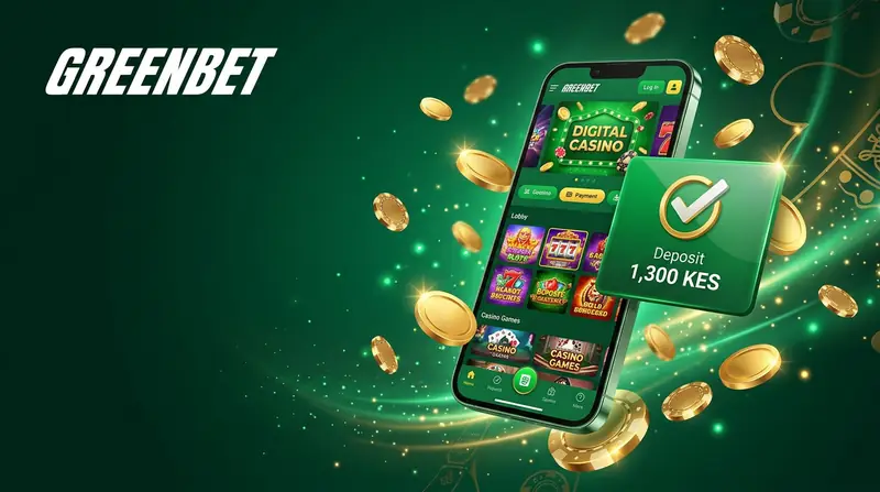 Casino lobby on a phone with a 1,300 KES deposit confirmed